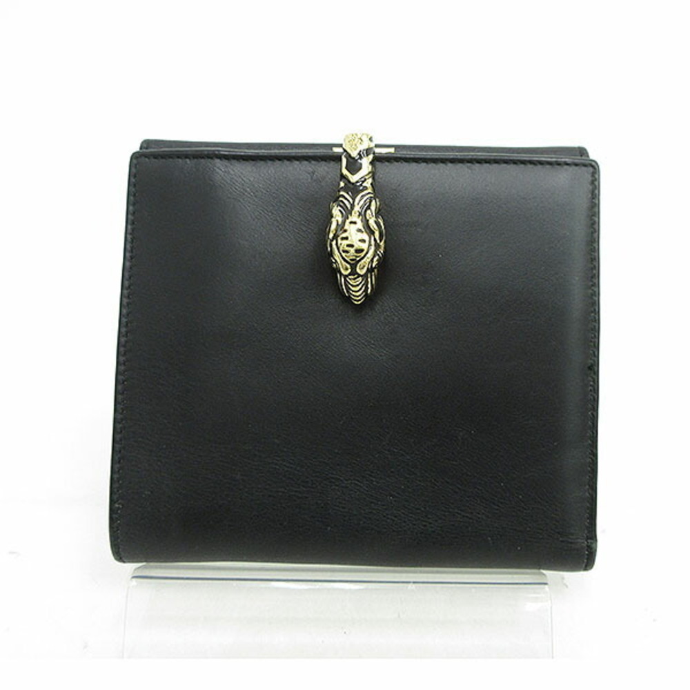 Gucci Tiger Head Bifold Wallet Black Leather
